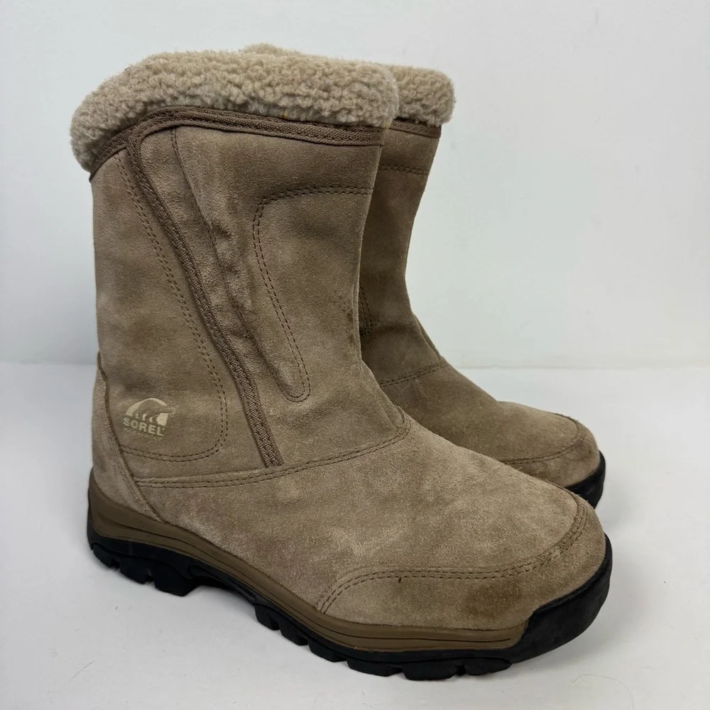 Sorel Waterfall Suede Leather Tan Winter Boots Waterproof Insulated Shoes